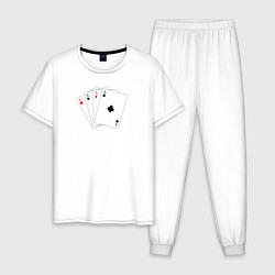 Пижама хлопковая мужская Четыре карты, цвет: белый