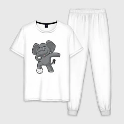 Пижама хлопковая мужская Слон - Волейбол, цвет: белый
