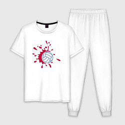 Пижама хлопковая мужская Volleyball Boom, цвет: белый