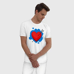 Пижама хлопковая мужская Влюбленное сердце, цвет: белый — фото 2