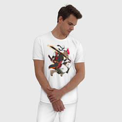 Пижама хлопковая мужская Honey badger samurai, цвет: белый — фото 2
