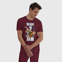 Пижама хлопковая мужская Ready 2 Jam, цвет: меланж-бордовый — фото 2