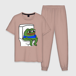 Пижама хлопковая мужская Лягушонок пепе, цвет: пыльно-розовый