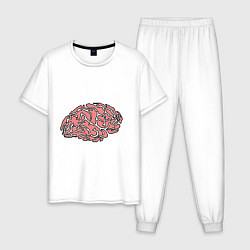 Пижама хлопковая мужская Мозговая активность на 100%, цвет: белый