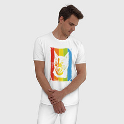 Пижама хлопковая мужская Angry Cat, цвет: белый — фото 2