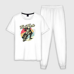 Пижама хлопковая мужская Мотодрифт, цвет: белый