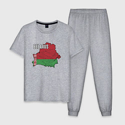 Пижама хлопковая мужская Belarus Map, цвет: меланж