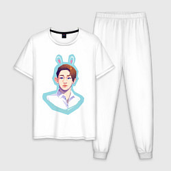 Пижама хлопковая мужская Bunny wonho, цвет: белый