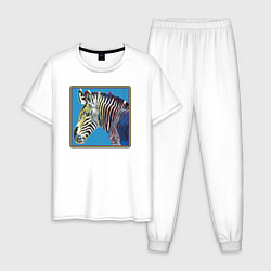 Пижама хлопковая мужская Зебра, Энди Уорхол, цвет: белый