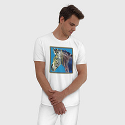 Пижама хлопковая мужская Зебра, Энди Уорхол, цвет: белый — фото 2