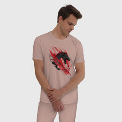 Пижама хлопковая мужская Dragon BaF, цвет: пыльно-розовый — фото 2