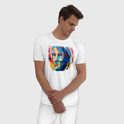 Пижама хлопковая мужская Портрет Художника Andy Warhol, цвет: белый — фото 2