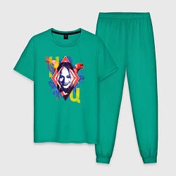 Пижама хлопковая мужская Harley Quinn, цвет: зеленый