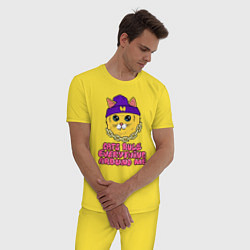 Пижама хлопковая мужская Cats Rule, цвет: желтый — фото 2