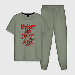 Пижама хлопковая мужская Slipknot Slip Goats Art, цвет: авокадо