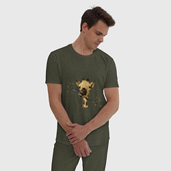 Пижама хлопковая мужская Giraffe, цвет: меланж-хаки — фото 2