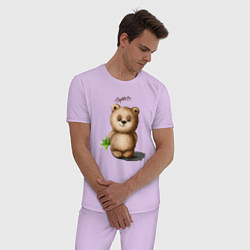 Пижама хлопковая мужская Медведь, цвет: лаванда — фото 2