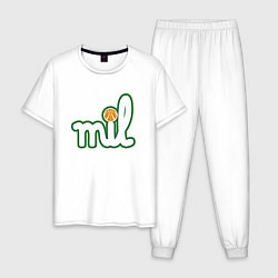 Пижама хлопковая мужская MIL - Milwaukee Bucks, цвет: белый