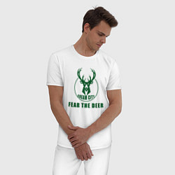 Пижама хлопковая мужская Fear The Deer, цвет: белый — фото 2