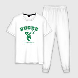 Пижама хлопковая мужская Bucks - Champions, цвет: белый