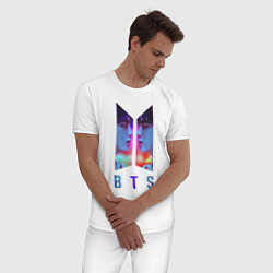 Пижама хлопковая мужская Logo BTS, цвет: белый — фото 2