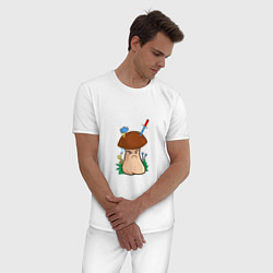 Пижама хлопковая мужская Недовольный, цвет: белый — фото 2