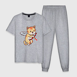 Пижама хлопковая мужская Angel Cat, цвет: меланж