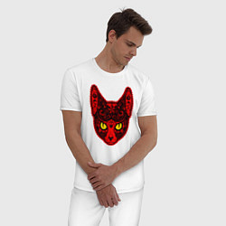 Пижама хлопковая мужская Devil Cat, цвет: белый — фото 2