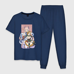 Пижама хлопковая мужская Кокоми и Горо, цвет: тёмно-синий