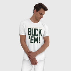 Пижама хлопковая мужская Buck Em, цвет: белый — фото 2