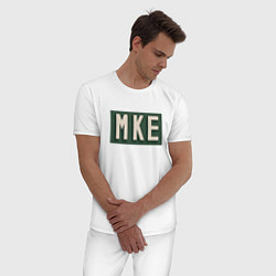 Пижама хлопковая мужская NBA - MKE, цвет: белый — фото 2