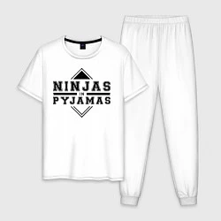 Пижама хлопковая мужская Ninjas In Pyjamas, цвет: белый