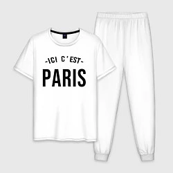 Пижама хлопковая мужская PARIS SAINT-GERMAIN, цвет: белый