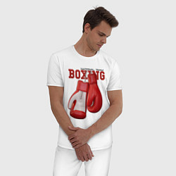 Пижама хлопковая мужская BOXING, цвет: белый — фото 2