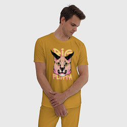 Пижама хлопковая мужская Big Cat Floppa, цвет: горчичный — фото 2