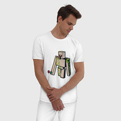 Пижама хлопковая мужская Железный голем Майнкрафт, цвет: белый — фото 2