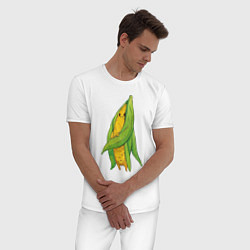 Пижама хлопковая мужская Милая кукурузка, цвет: белый — фото 2
