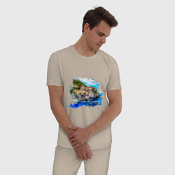 Пижама хлопковая мужская Италия Ривьера, цвет: миндальный — фото 2