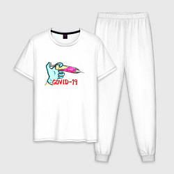 Пижама хлопковая мужская Covid-19, цвет: белый