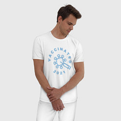 Пижама хлопковая мужская Вакцинация 2021, цвет: белый — фото 2