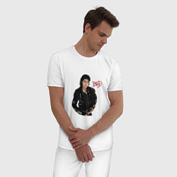 Пижама хлопковая мужская BAD Майкл Джексон, цвет: белый — фото 2