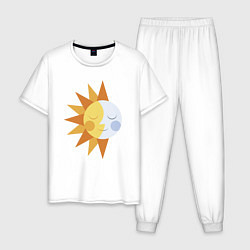Пижама хлопковая мужская Sun and Moon, цвет: белый