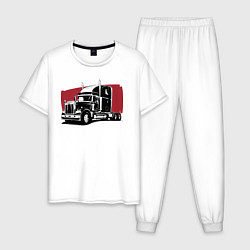 Пижама хлопковая мужская Truck red, цвет: белый