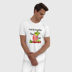 Пижама хлопковая мужская Фреш и смузи, цвет: белый — фото 2