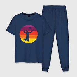 Пижама хлопковая мужская Мой волейбол, цвет: тёмно-синий