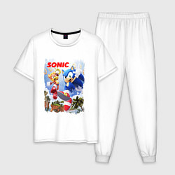 Пижама хлопковая мужская SONIC СОНИК Z, цвет: белый