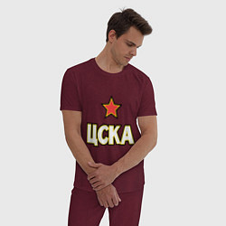 Пижама хлопковая мужская ЦСКА, цвет: меланж-бордовый — фото 2