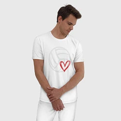 Пижама хлопковая мужская Love Volleyball, цвет: белый — фото 2