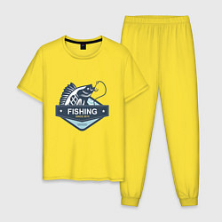 Пижама хлопковая мужская Рыболову, цвет: желтый