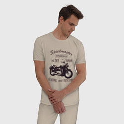 Пижама хлопковая мужская Triumph speedmaster bonneville, цвет: миндальный — фото 2